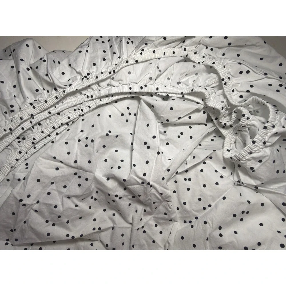 Kate Spade Sheet Set Polka Dot Twin White Black Dots 100% Cotton Bedding